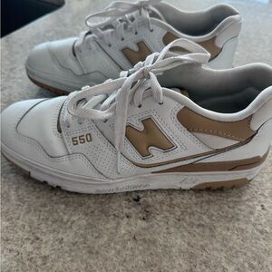 New Balance 550 White and Tan Sneakers